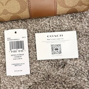 Coach Signature Beige and Brown Wristlet